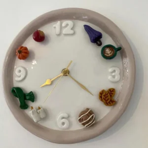 Handmade Ceramic Clock with Interchangeable Charms