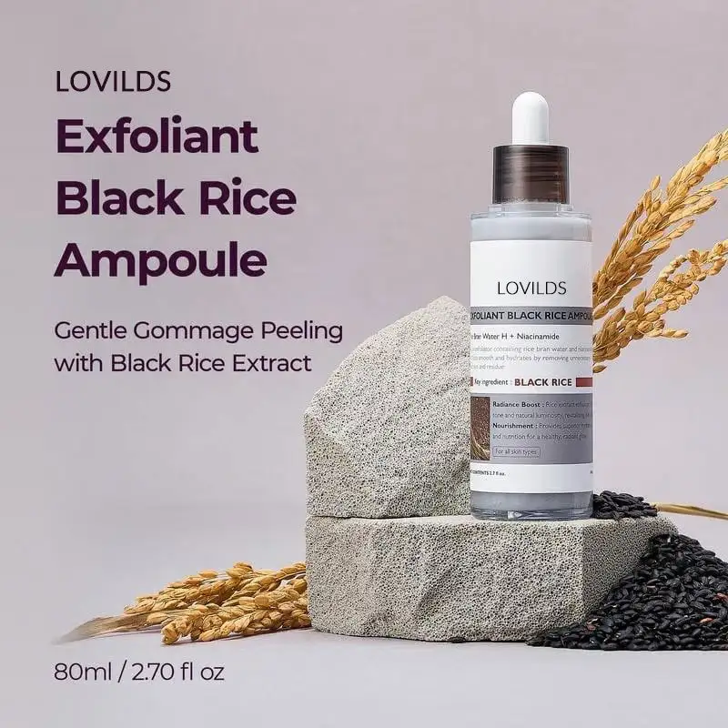 LOVILDS Glow Rice Ampoule Duo - Serums for Brightening Exfoliating and Moisturizing