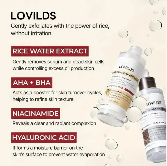 LOVILDS Glow Rice Ampoule Duo - Serums for Brightening Exfoliating and Moisturizing - Image 7