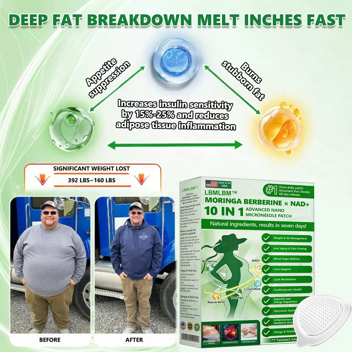 🏆 Best Seller | Moringa Berberine × NAD⁺ 10-in-1 Nano Microneedle Patch - Image 7