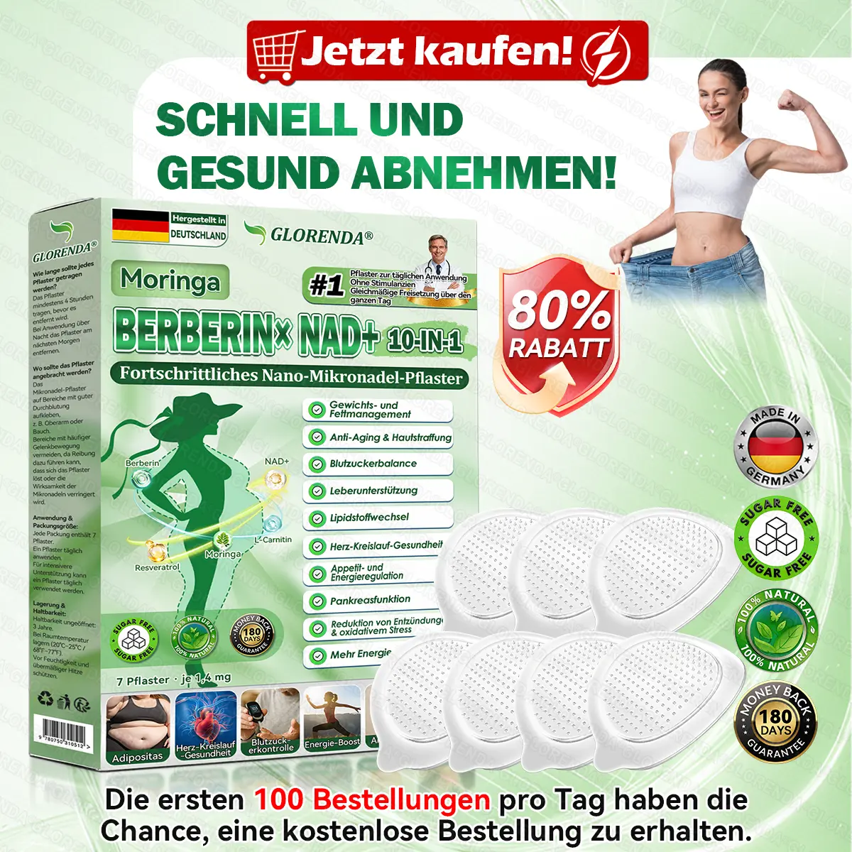Moringa· Berberin x NAD+ FortschrittlichesNano-Mikronadel-Pflaster 10-in-1